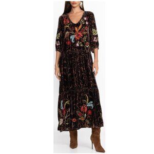 Johnny Was Floral Embroidered Dress Size- Petite Large French Leopard